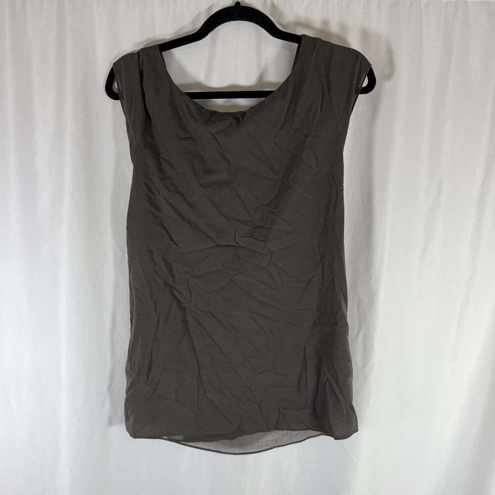 alice olivia Blouse Women's Small Green Short Sheeve Open Back Silk Blend